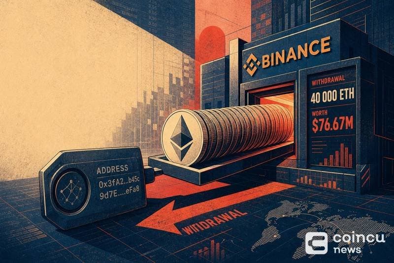 40,000 ETH Worth $76.67M Withdrawn From Binance in Single Transaction