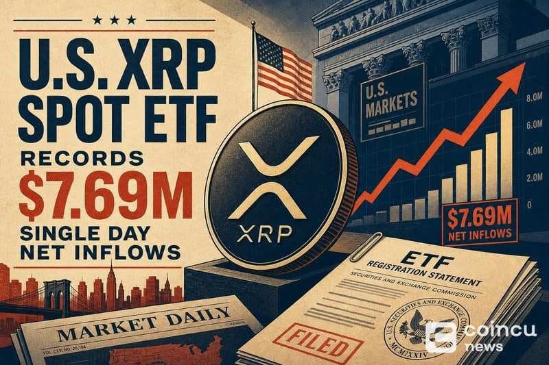 U.S. XRP Spot ETF Attracts $7.69M in One Day Amid Steady Demand