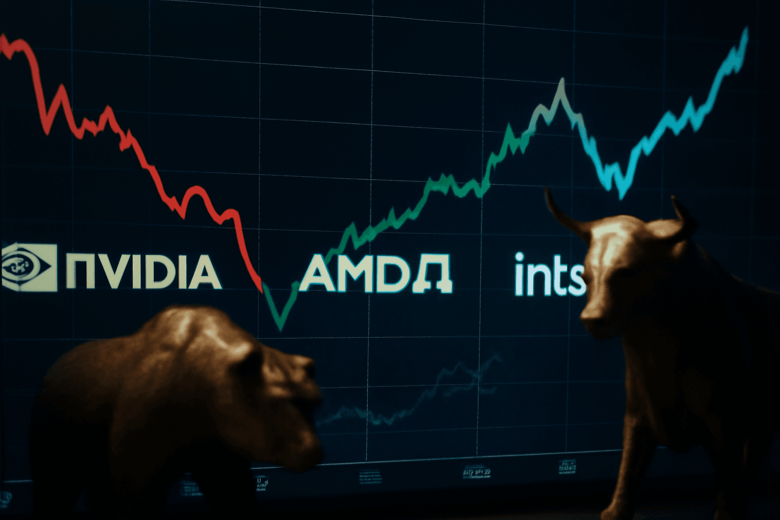 Nvidia Shares Slip as AMD and Intel Show Gains Amid Tech Earnings Anticipation