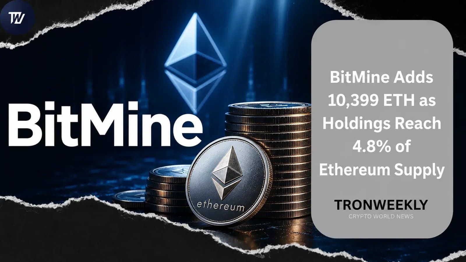 BitMine Accumulates 5.8 Million ETH as Ethereum Holdings Hit Nearly 5% of Supply
