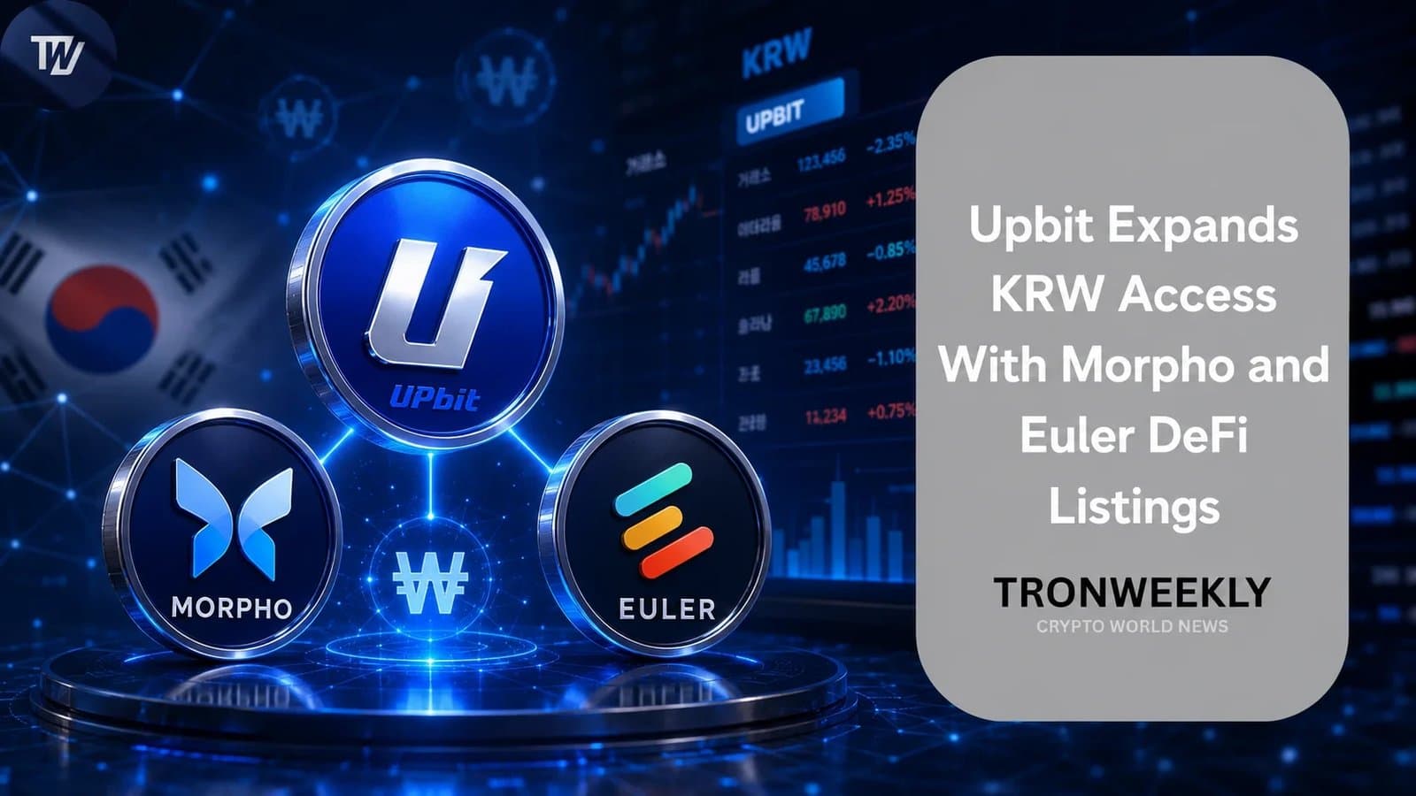 Upbit Adds Direct KRW Trading for Morpho and Euler Tokens