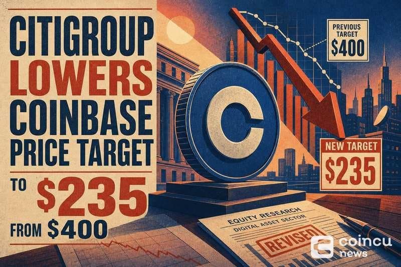 Citigroup Slashes Coinbase Price Target by 41%, Down to $235