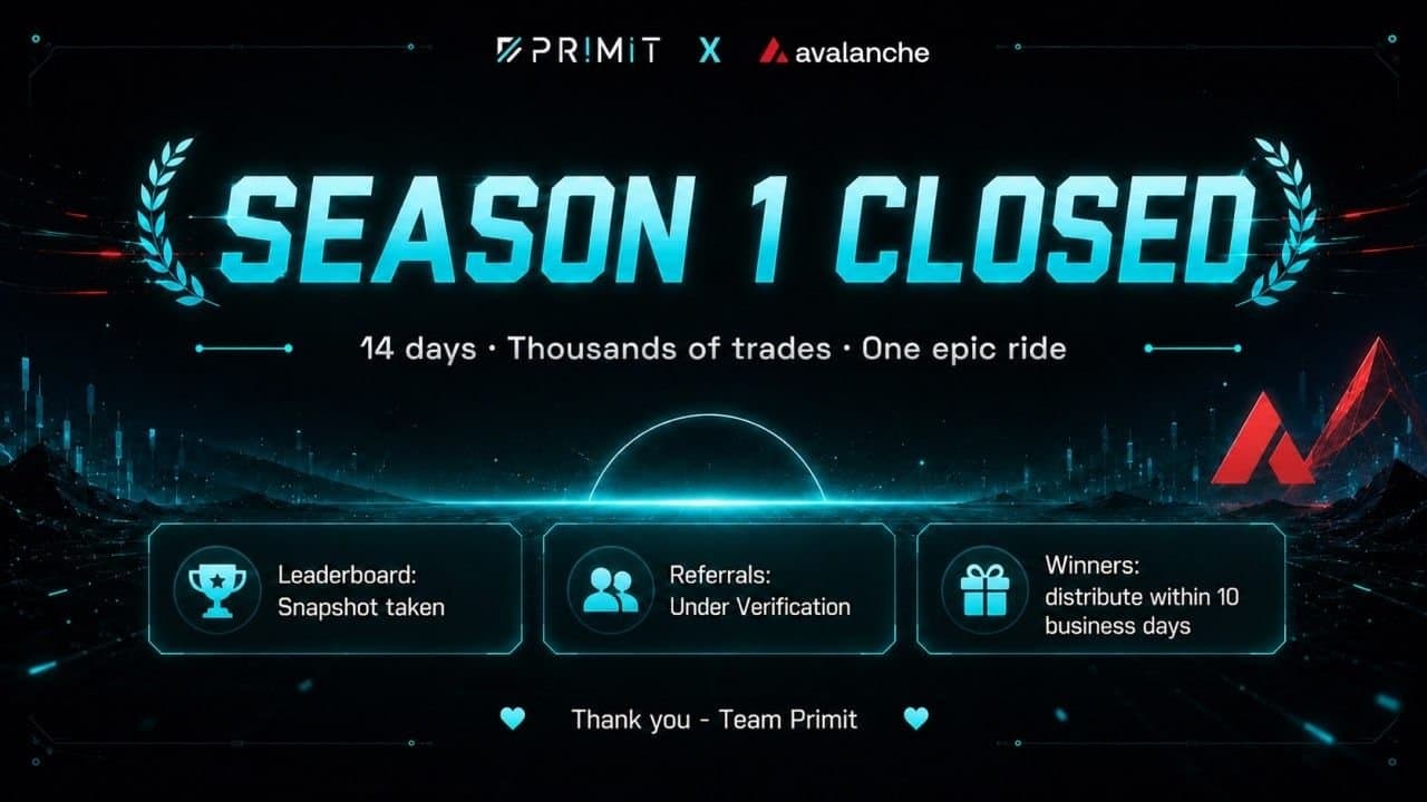 Primit Completes First Trading Season with Over 10,000 Traders on Avalanche