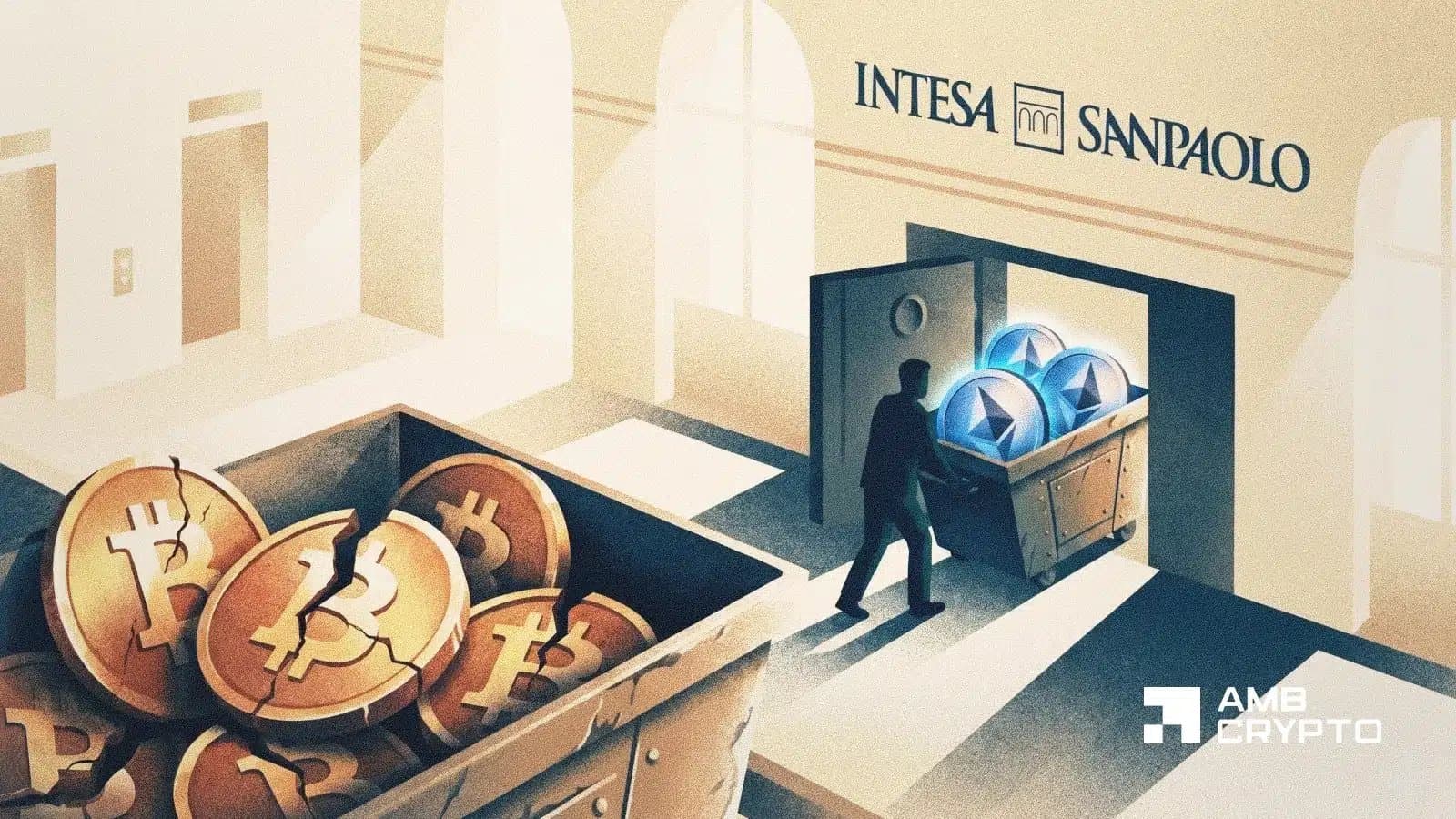 Italy's Largest Bank Slashes Bitcoin Bet, Pivots Hard to Ethereum